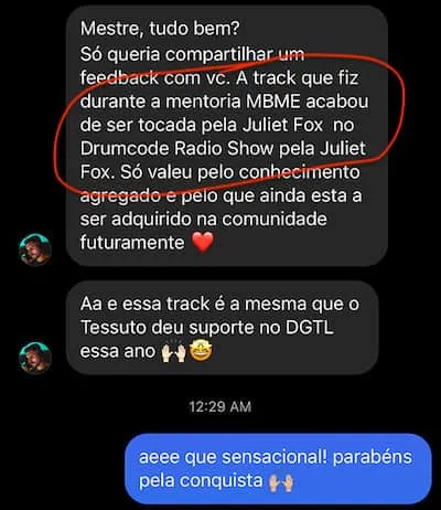 Track feita durante a mentoria foi tocada pela Juliet Fox no Drumcode Radio Show.